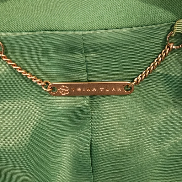 Trina Turk~Womens 4 Green Lined 2-Button Blazer Jacket - Picture 4 of 6
